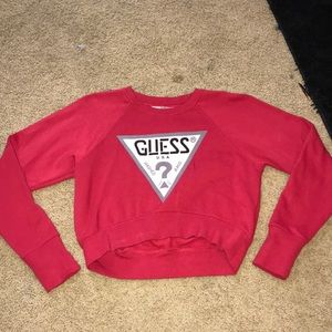 Guess cropped high-low crew neck